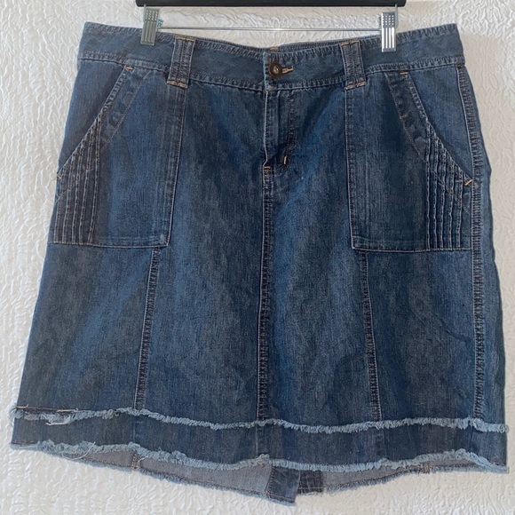 Riders Copper Denim Raw Hem Jean Skirt - Picture 1 of 9